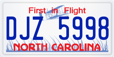 NC license plate DJZ5998