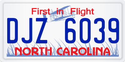 NC license plate DJZ6039