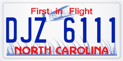 NC license plate DJZ6111