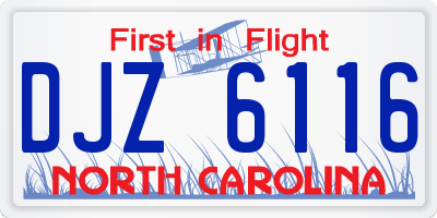 NC license plate DJZ6116
