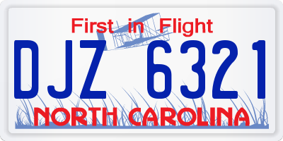 NC license plate DJZ6321