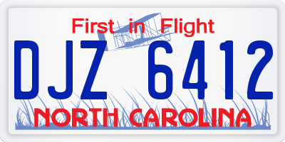NC license plate DJZ6412