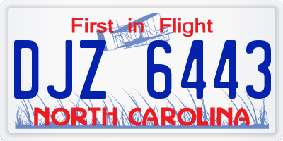 NC license plate DJZ6443