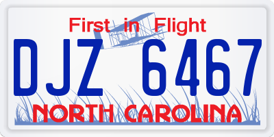 NC license plate DJZ6467