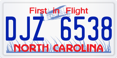 NC license plate DJZ6538