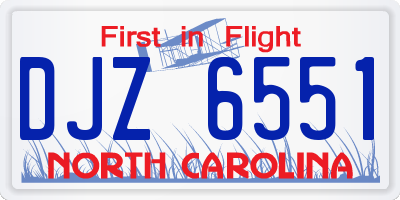 NC license plate DJZ6551