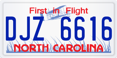 NC license plate DJZ6616