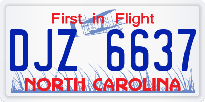 NC license plate DJZ6637