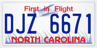 NC license plate DJZ6671