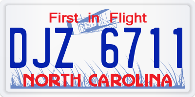 NC license plate DJZ6711
