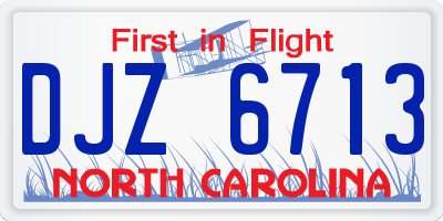 NC license plate DJZ6713