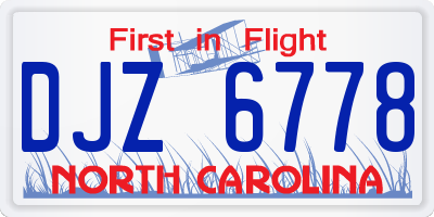 NC license plate DJZ6778