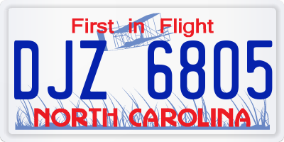 NC license plate DJZ6805