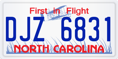 NC license plate DJZ6831