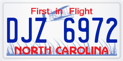 NC license plate DJZ6972