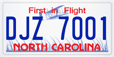 NC license plate DJZ7001