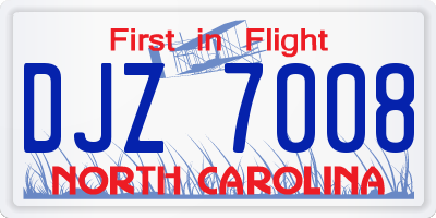 NC license plate DJZ7008