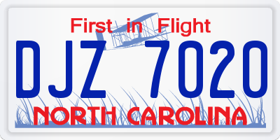NC license plate DJZ7020