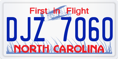 NC license plate DJZ7060