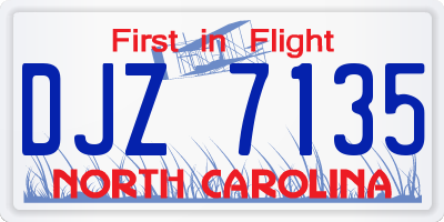 NC license plate DJZ7135