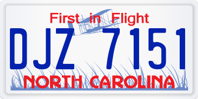 NC license plate DJZ7151
