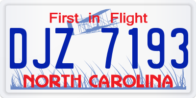 NC license plate DJZ7193