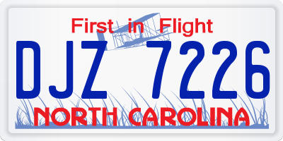 NC license plate DJZ7226