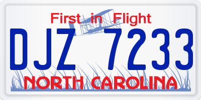 NC license plate DJZ7233
