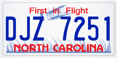 NC license plate DJZ7251