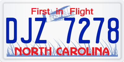NC license plate DJZ7278