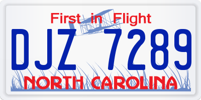 NC license plate DJZ7289