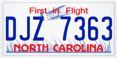 NC license plate DJZ7363