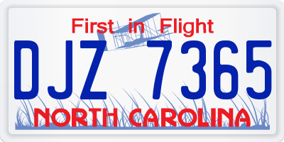 NC license plate DJZ7365