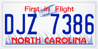 NC license plate DJZ7386