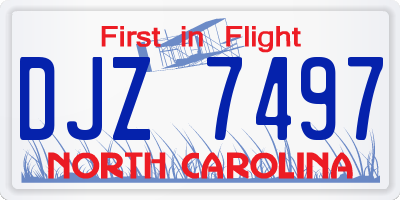 NC license plate DJZ7497