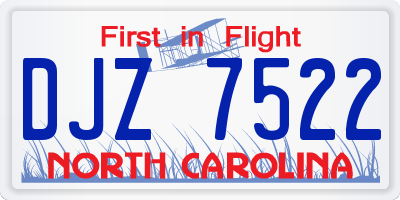 NC license plate DJZ7522