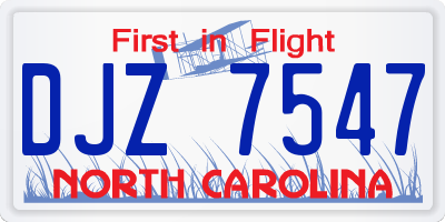 NC license plate DJZ7547