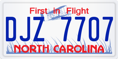 NC license plate DJZ7707