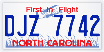 NC license plate DJZ7742