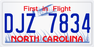 NC license plate DJZ7834