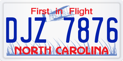 NC license plate DJZ7876