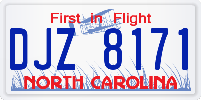 NC license plate DJZ8171