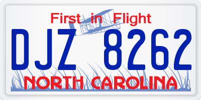 NC license plate DJZ8262