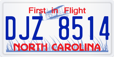 NC license plate DJZ8514