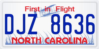NC license plate DJZ8636