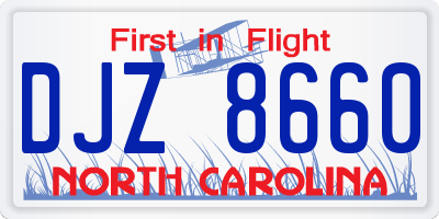 NC license plate DJZ8660