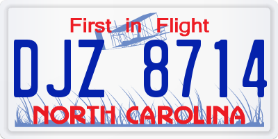 NC license plate DJZ8714