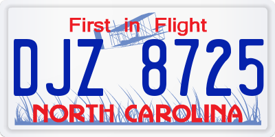 NC license plate DJZ8725