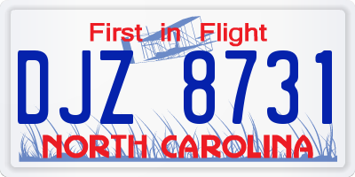 NC license plate DJZ8731