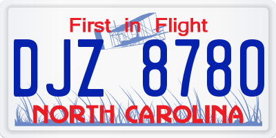 NC license plate DJZ8780